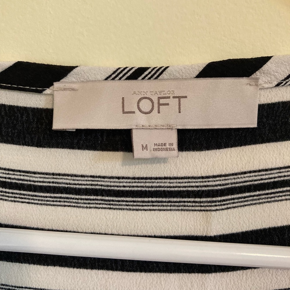 LOFT Black & White Striped Tank Top - Picture 3 of 4